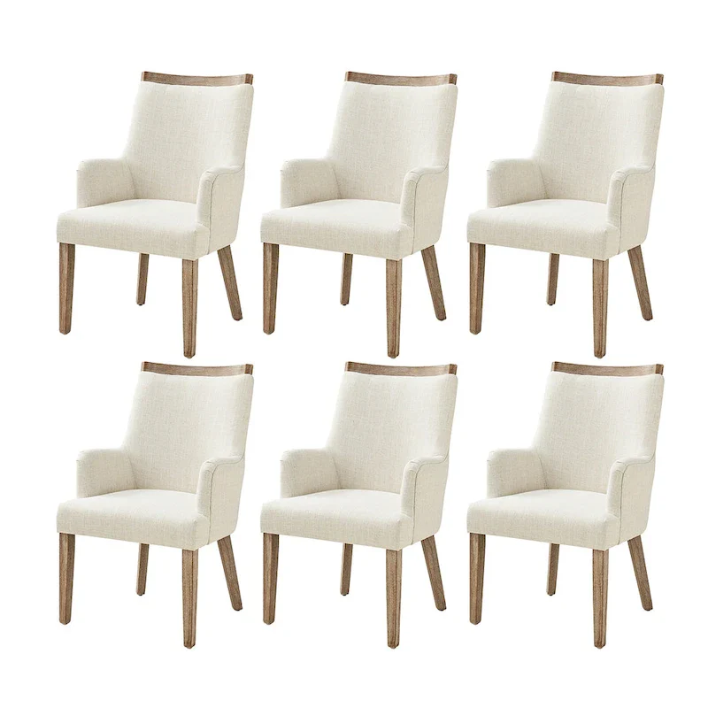 Farmhouse Upholstered Solid Wood Dining Chairs Set of 6