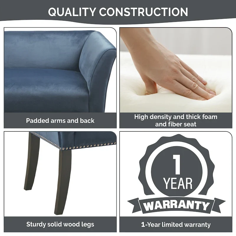 Madison Park Welburn 49.5 Upholstered Bench with Back & Wood Legs