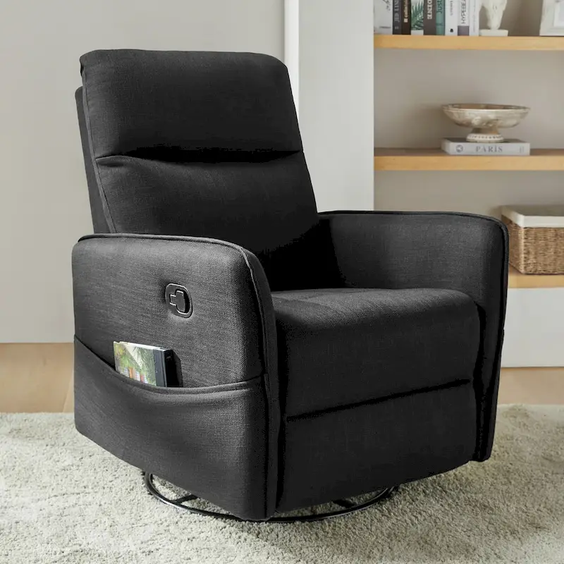 Curtis Rocker Swivel Recliner with Two Side Pockets by
