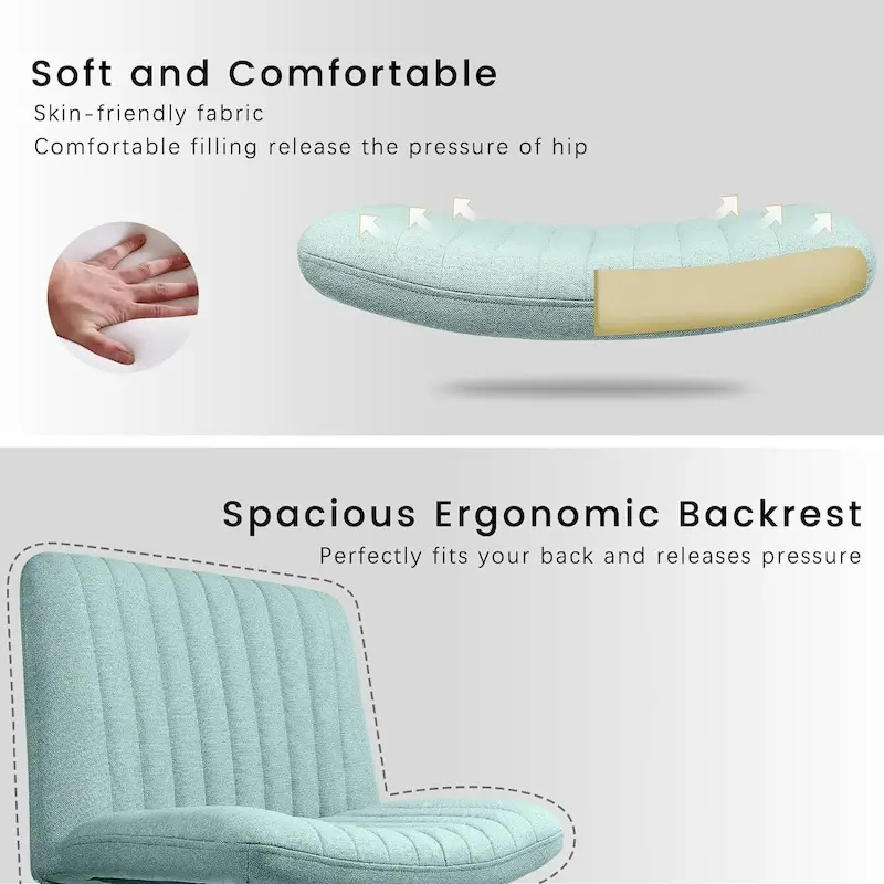 BOSSIN Criss Cross Chair Armless Office Desk Chair No Wheels,Fabric Padded Modern Swivel Vanity Chair office chair