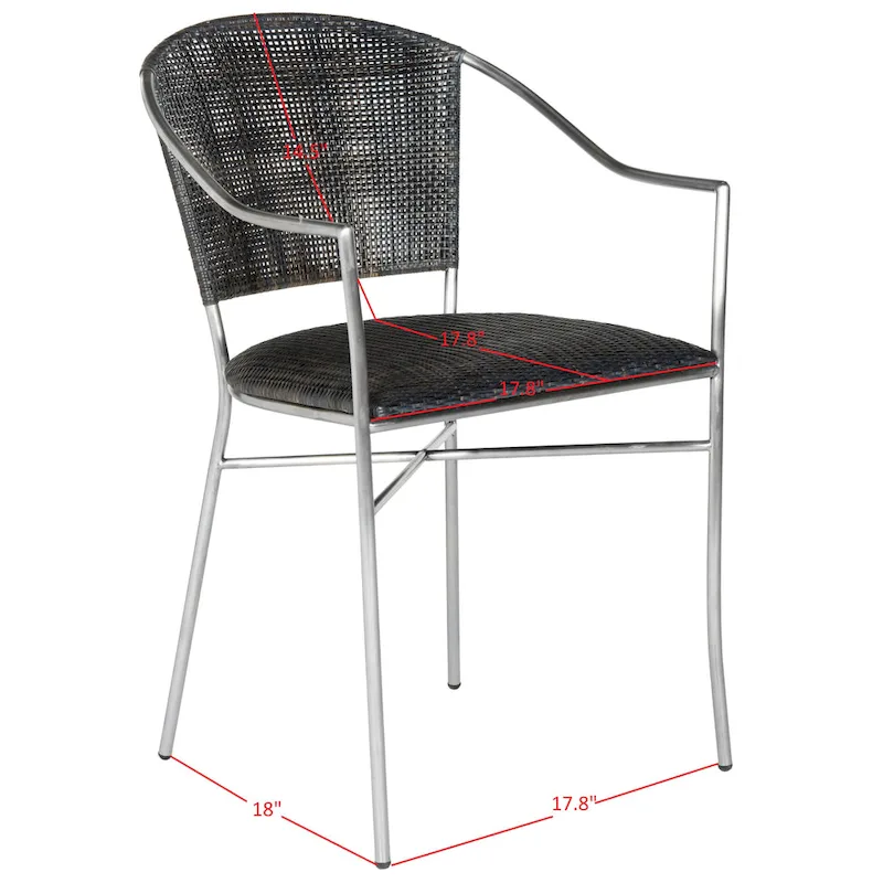 SAFAVIEH Jullieta Black Arm Chair (Set of 2) - 21  W x 22.3  L x 33.5  H - 21Wx22Dx34H