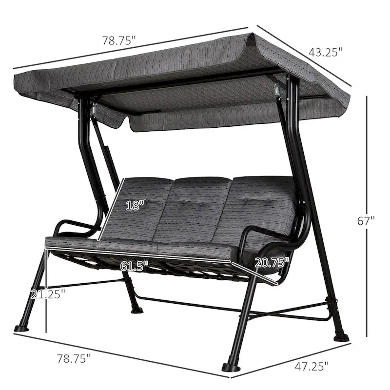 Outsunny Patio Swing Chair,Outdoor Swing Glider with Adjustable Canopy