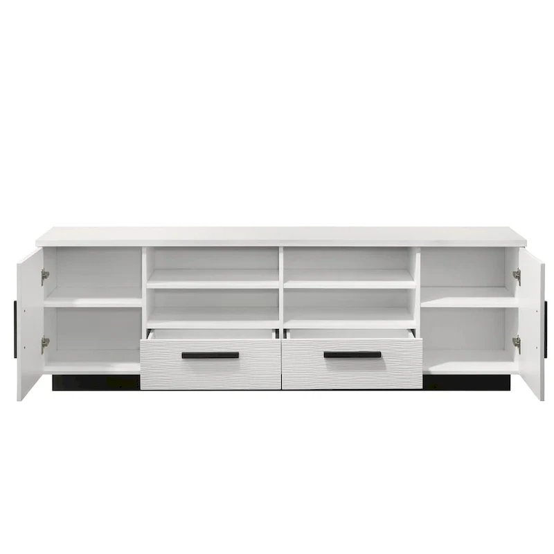 Wood TV Stand with Drawers and Adjustable Shelf