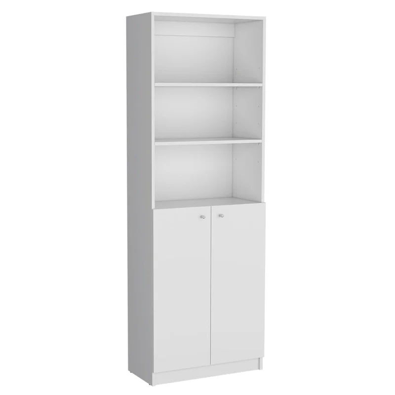 74 Wide 5-Shelf and Cabinet Option C Bookcase Set of 3