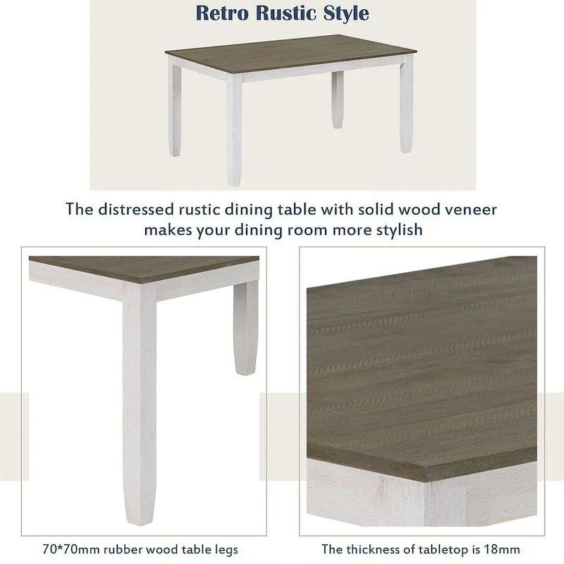 6-Piece Dining Room Table Set with 4 Chairs & a Bench