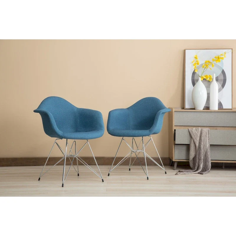 Porthos Home Upholstered Dining Armchairs w/ Metal Legs (Set of 2) - N/A