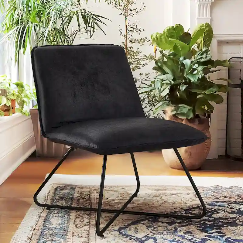 Orange / White / Black Faux Leather Accent Chair with Adjustable Backrest, Single Seat