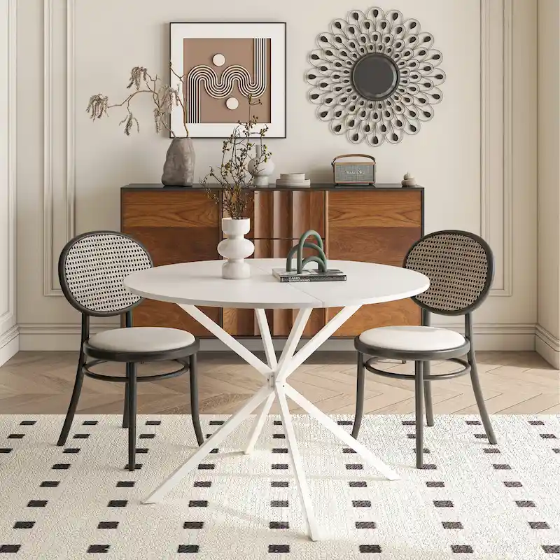 42.13 Modern Cross Leg Round Dining Table