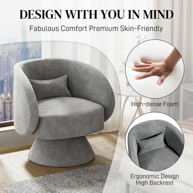 Ouyessir 360 Degree Modern Swivel Cuddle Barrel Sofa Chairs