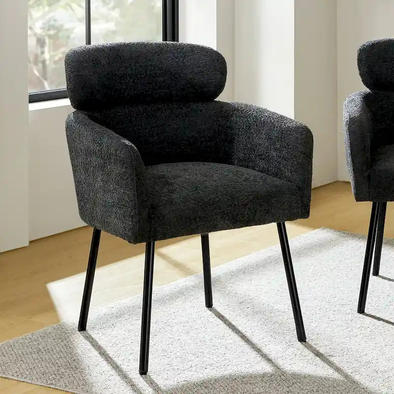 Amos Modern Boucle Dining Chair with Adjustment Feet