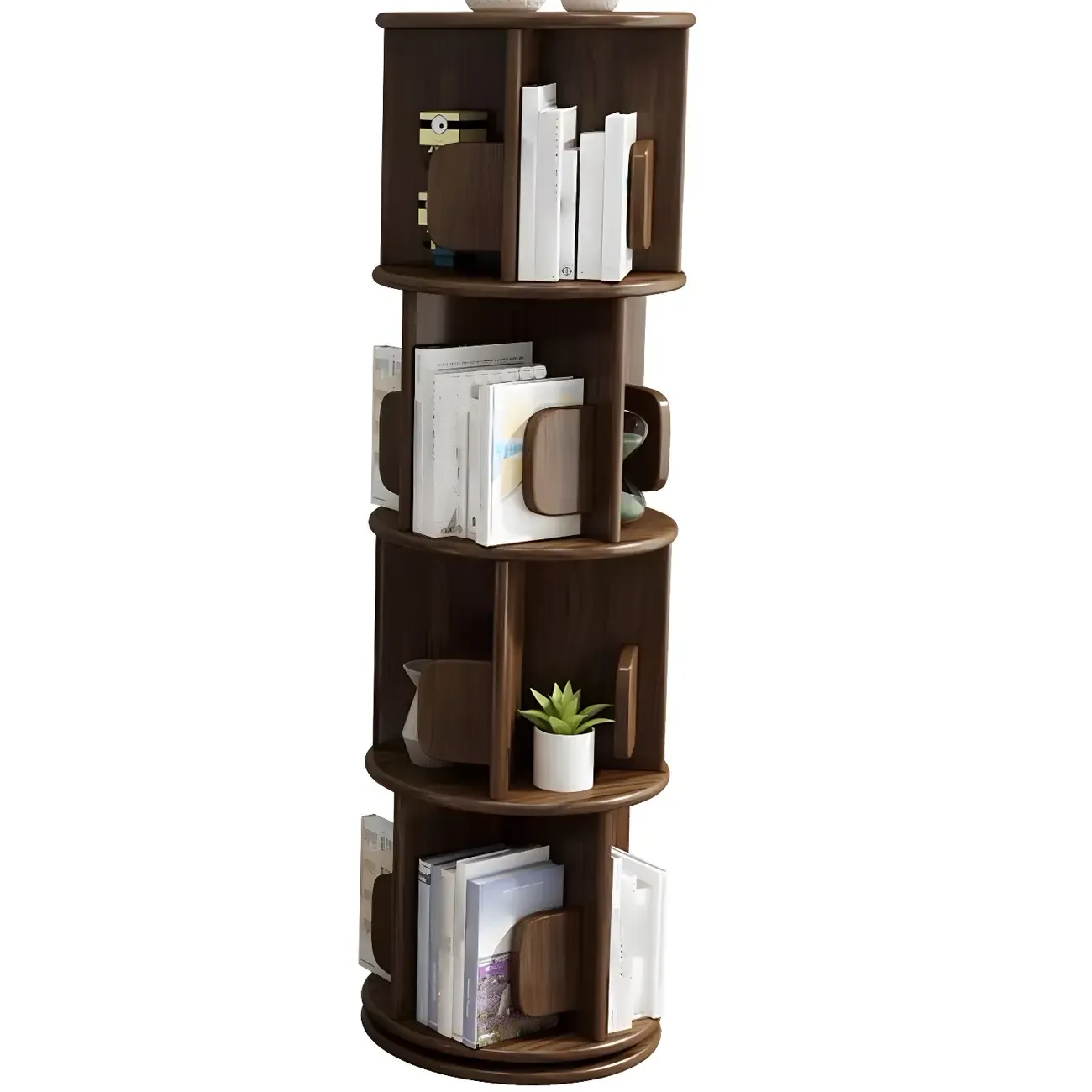 Rotatable Modern Solid Wood Geometric Display Bookcase