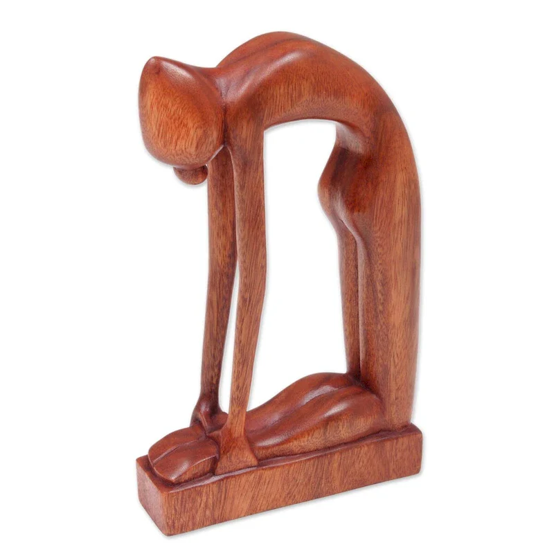 Novica Handmade Camel Pose Wood Sculpture