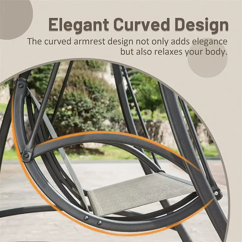 Patio 2-Seat Swing Chair with Adjustable Canopy and Durable Steel Frame