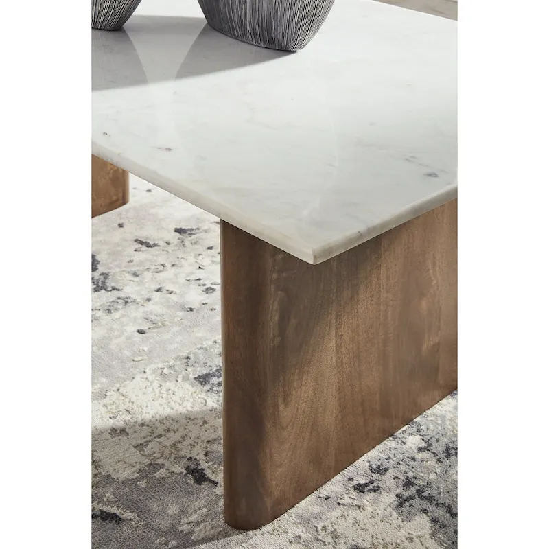 Signature Design by Ashley Isanti Light Brown/White Coffee Table - 48W x 26D x 17H