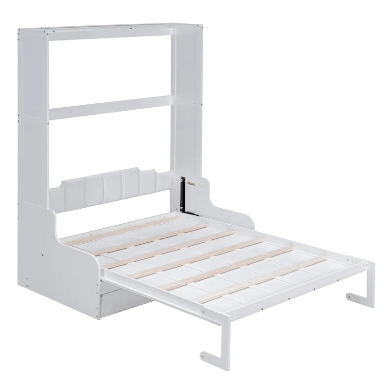 White Modern Queen Murphy Bed with Cushion