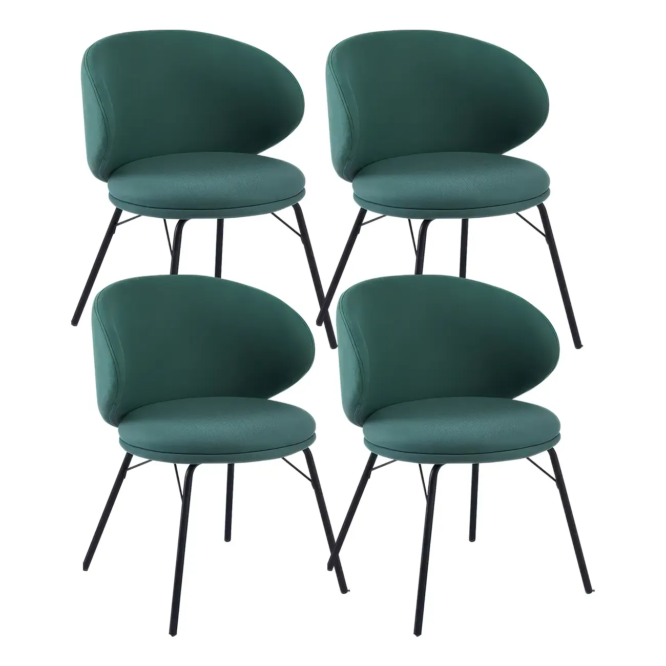 Modern Leathaire Upholstered Metal Leg Dining Chair