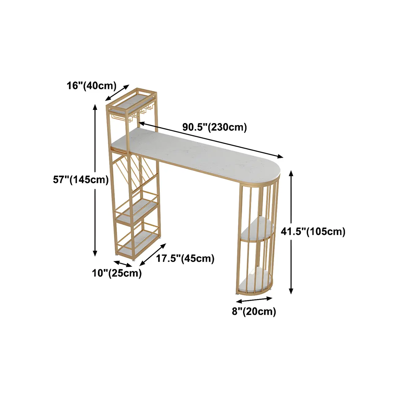 Glam Gold Faux Marble Iron Wine Holder Bar Tables