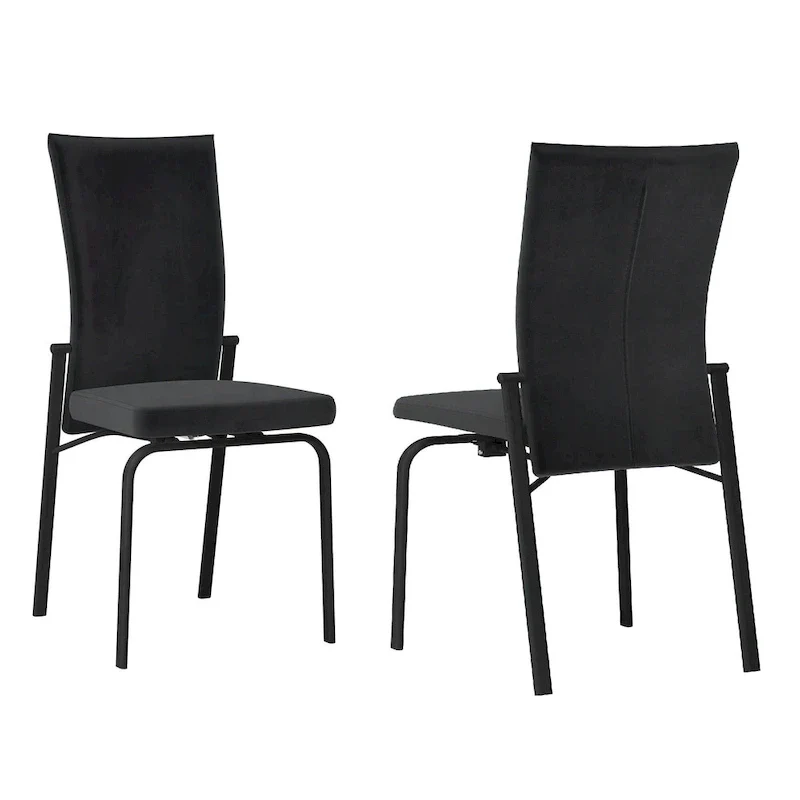 Somette Monique Black Motion-back Side Chair, Set of 2, Fully Assembled