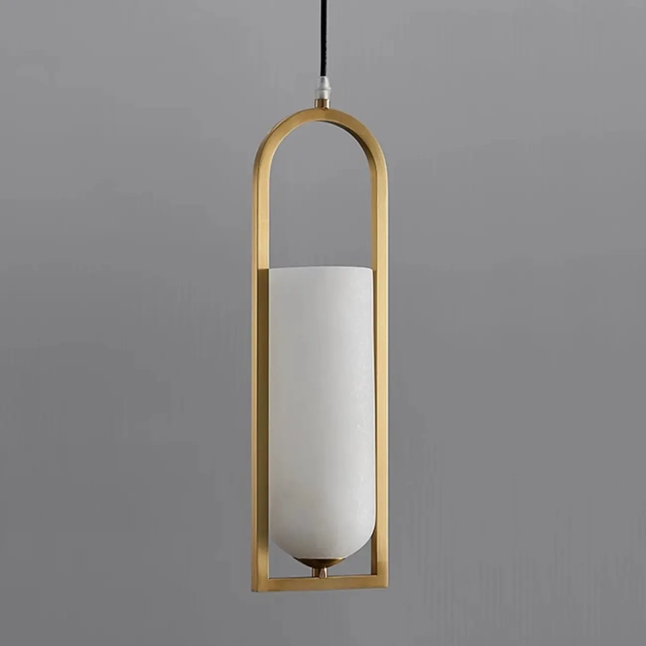 Exquisite Cylinder Gold Alabaster Hanging Pendant Light