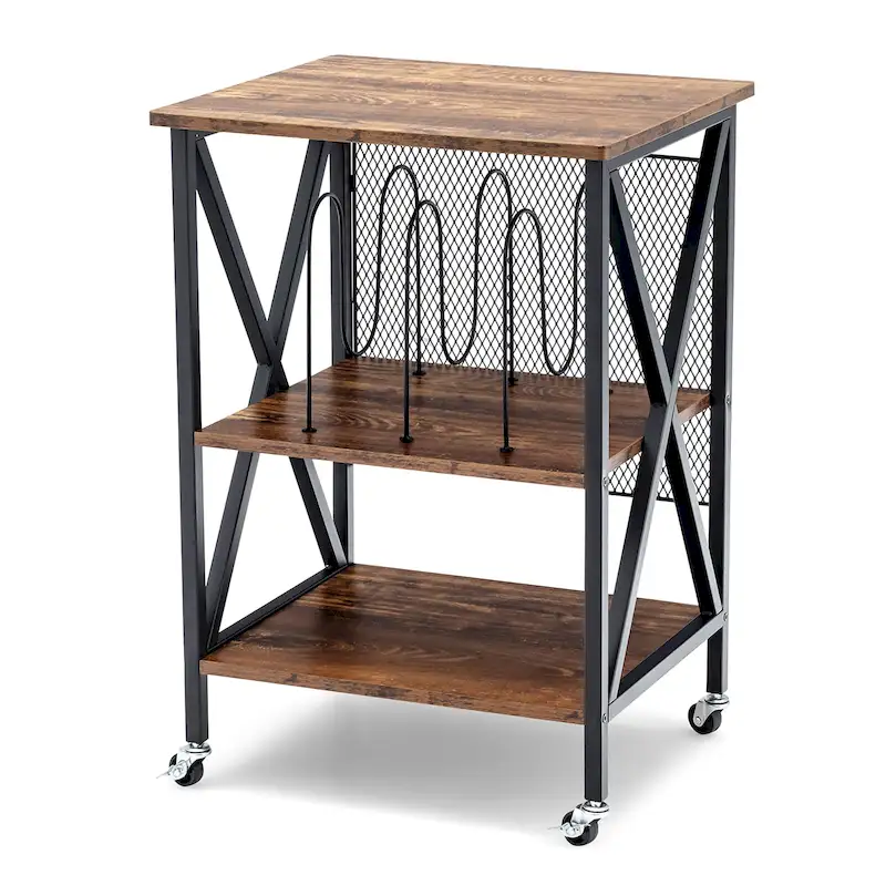 Costway 3-tier Rolling Turntable Stand Vinyl Record Storage Shelf with - See Details