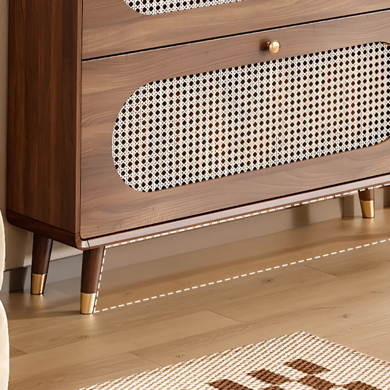 Bohemian Slim Brown Drop-Front Wood Shoe Cabinet