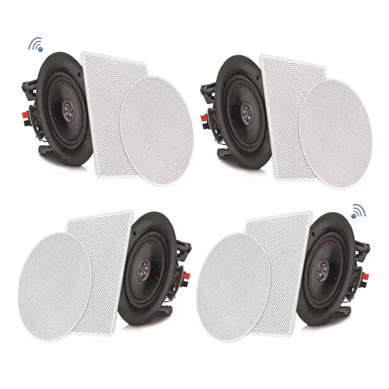 Bluetooth Ceiling/Wall Speakers for Streaming with 150 Watts, Flush Mount Design, Compatible with All Devices, 4 Speakers