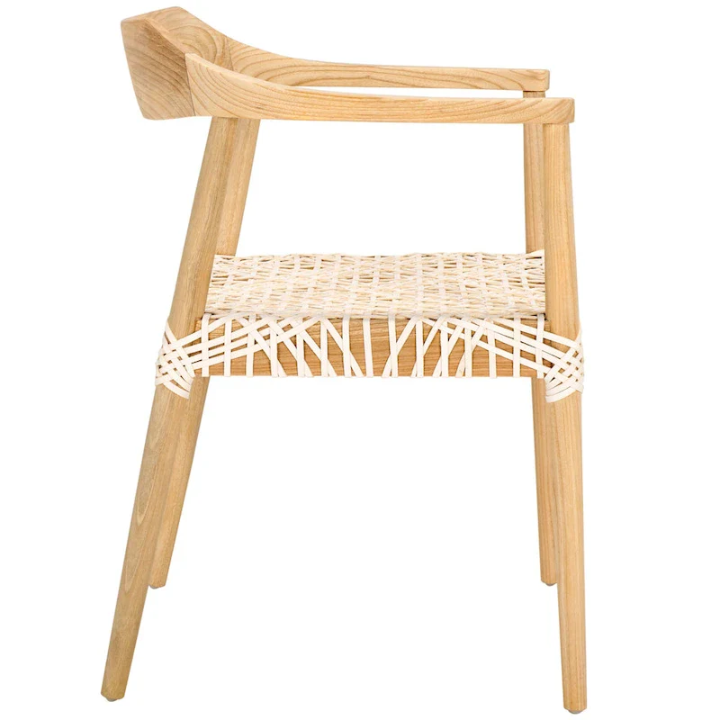 Munro Wanda Woven Leather & Solid Wood Accent Chair (Fully Assembled) - 22  W x 20.5  L x 28.5  H - 22Wx21Dx29H