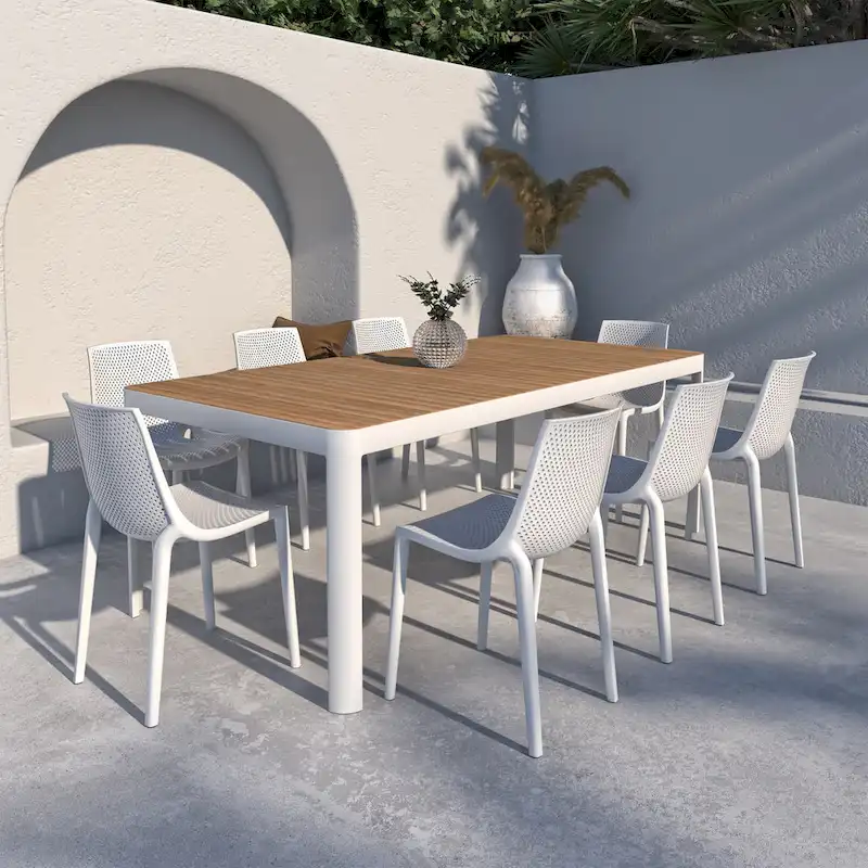 Amazonia Isra FSC Certified Wood 9pc Outdoor Patio Dining Set