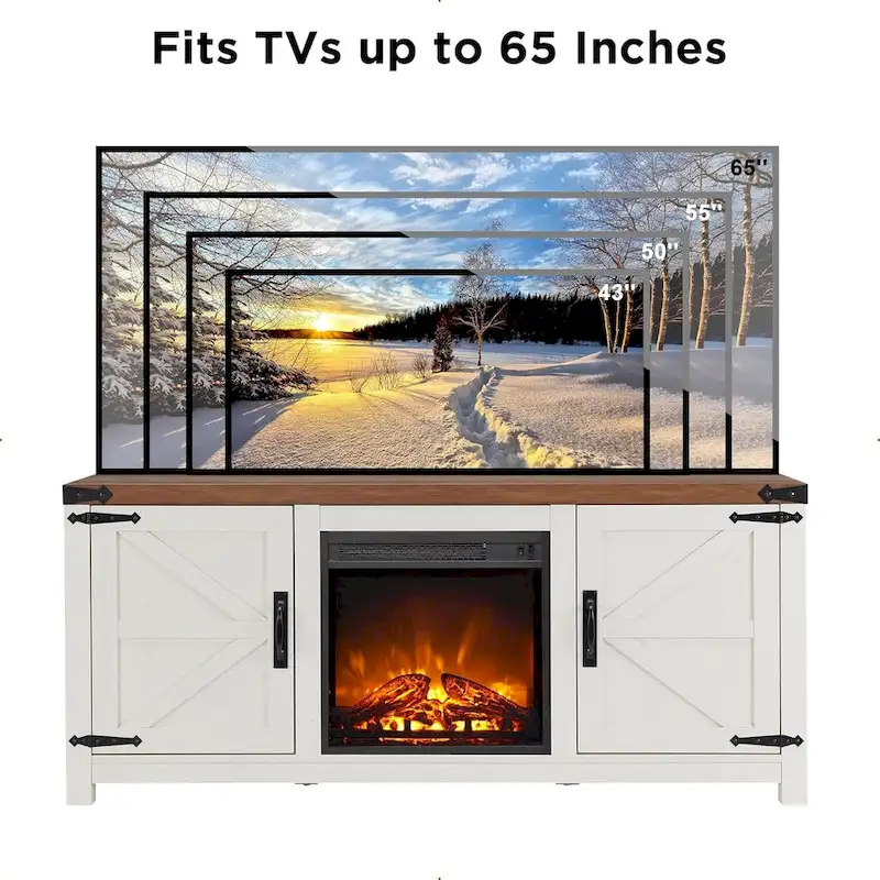 Farmhouse Fireplace TV Stand, Rustic Entertainment Center