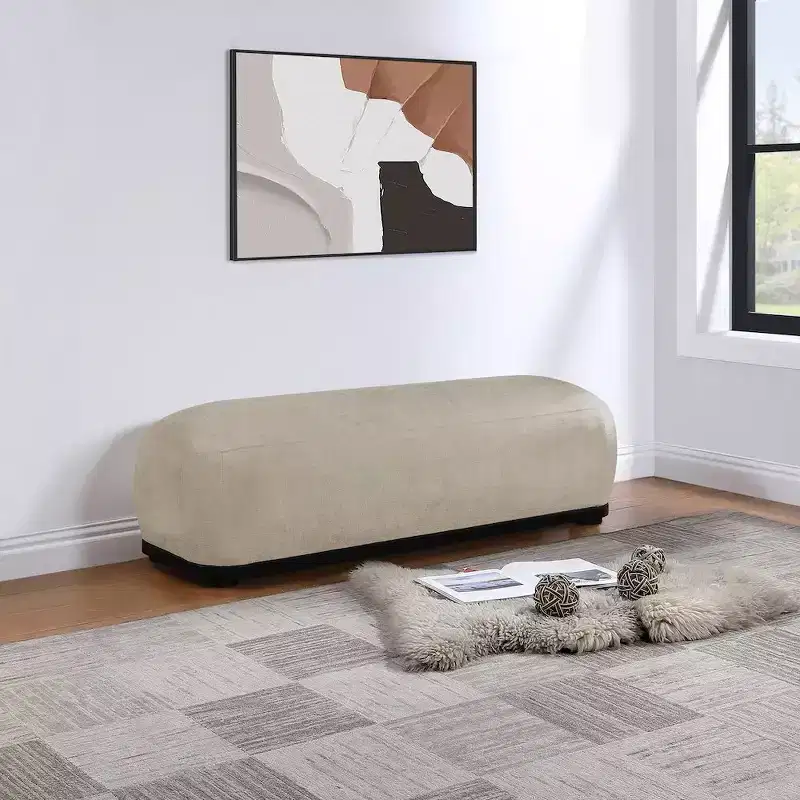 Meridian Furniture,Calum Chenille Fabric Bench