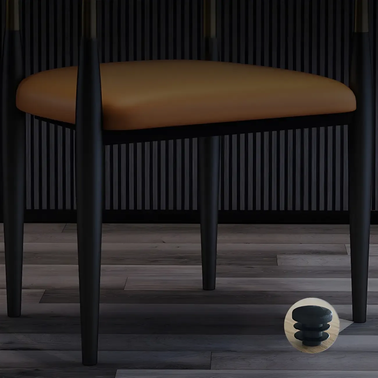 Curved Metal Legs Faux Leather Armrest Dining Chair