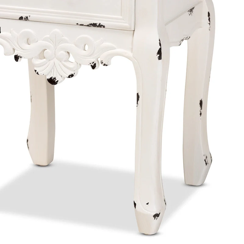 Baxton Studio Levron Classic and Traditional Two-Tone Walnut Brown and Antique White Finished Wood 2-Drawer End Table
