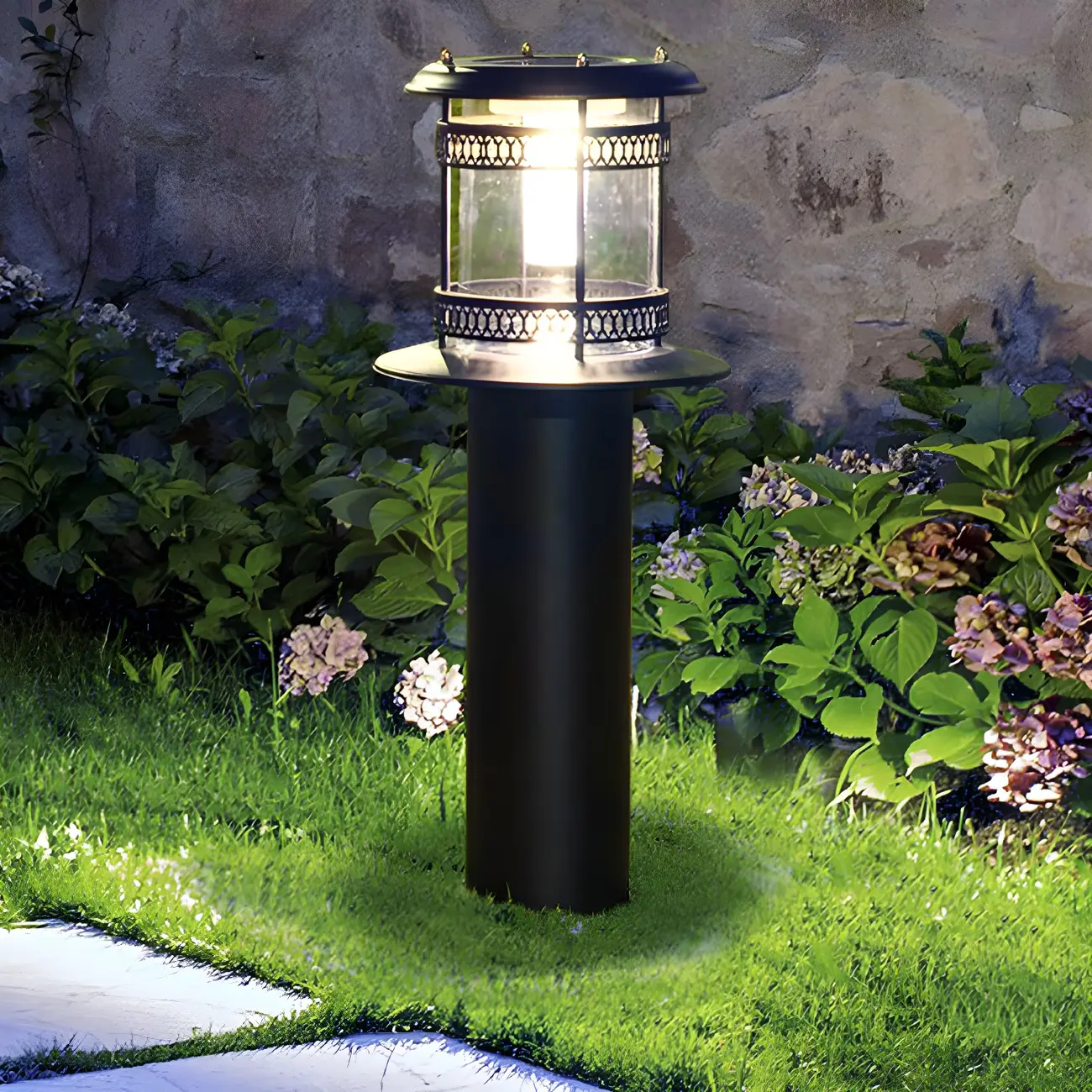 Cylinder Patio Solar Metal Landscape Lighting
