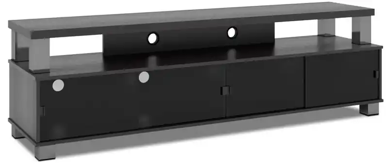 Bromley 75 Modern TV Stand with Storage and Cable Management for TVs up to 85- Black with Glass