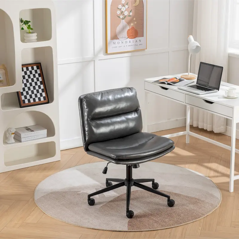 Roundhill Bizerte Adjustable Swivel Criss Cross Chair, Wide Seat Office Chair Vanity Chair