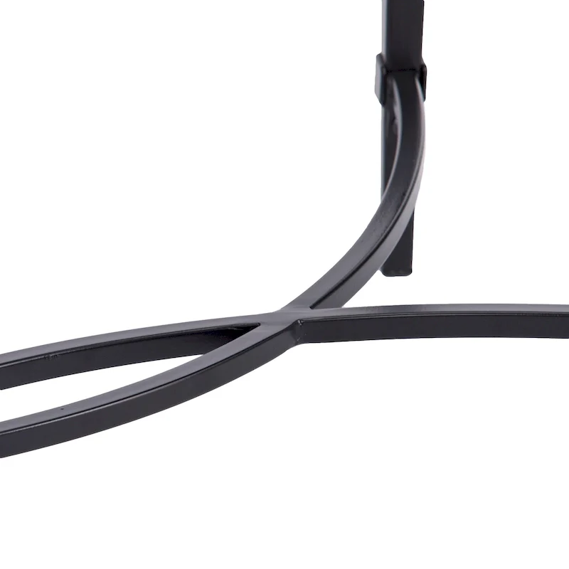 SEI Furniture Quaker Matte Black Metal Oval Coffee Table with Glass Top