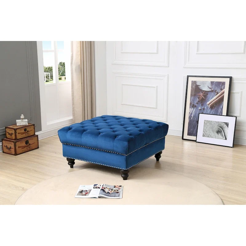Navy Blue / Pink / Black Tufted Ottoman, 2-Person, 7 Colors