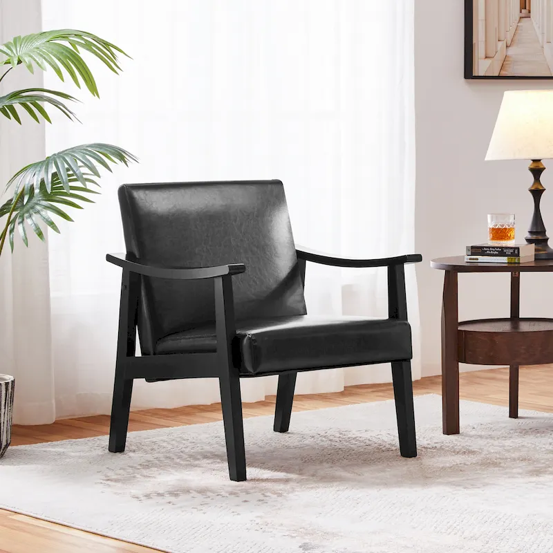 Yaheetech Upholstered Accent Chair Boucle Armchair with Solid Wood Legs - 24.5 L  28 W  29 H