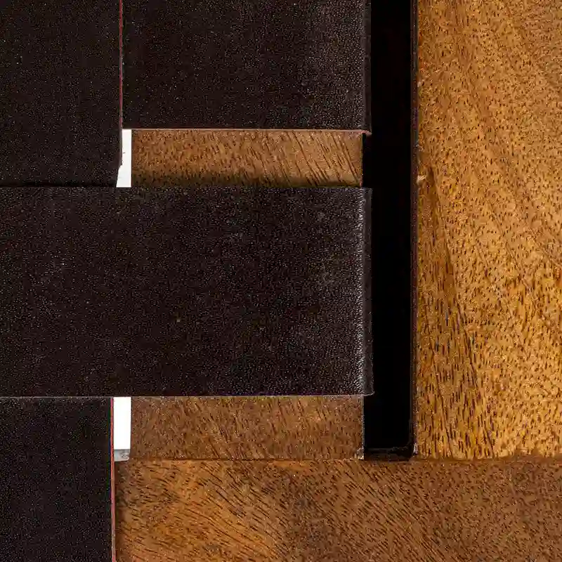 Mango Wood Stool with Woven Leather Top