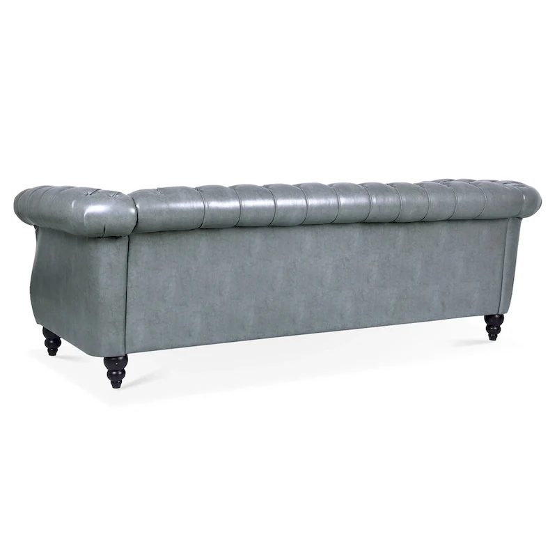 Upholstered Rolled Arm Chesterfield 3-Seater Sofa