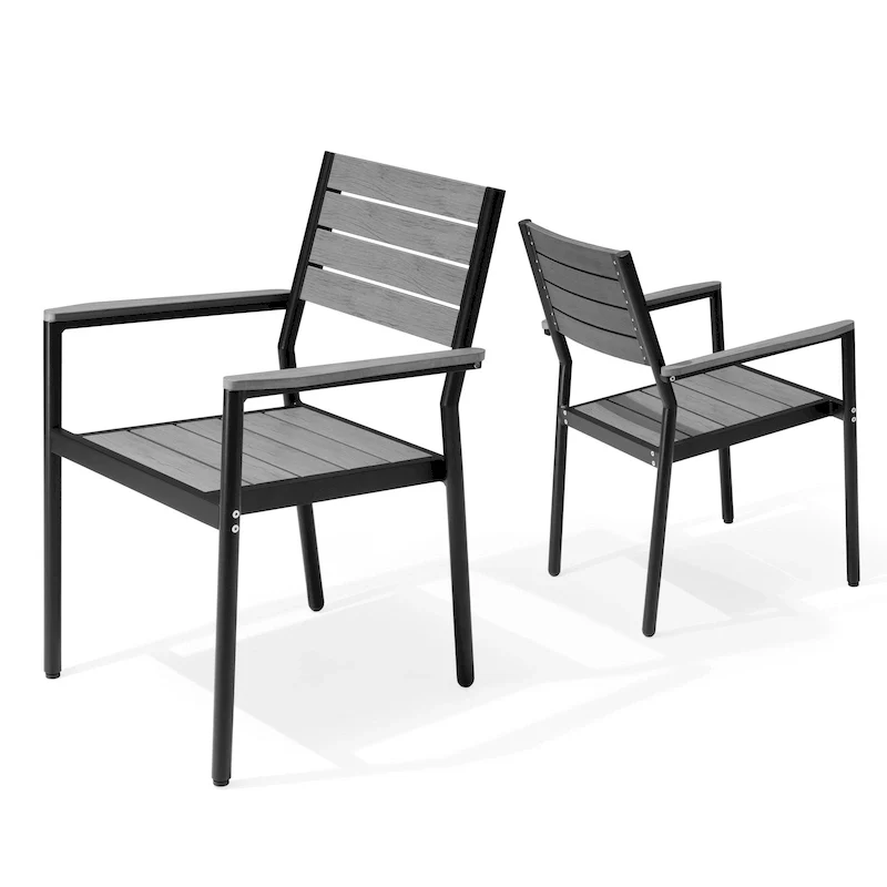 Pellebant Outdoor Modern Aluminum Dining Chairs with Armrest - 19.4 D x 18.9 W x 34.3 H