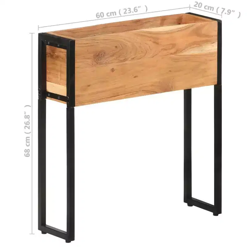 vidaXL Planter Natural wood with black metal frame