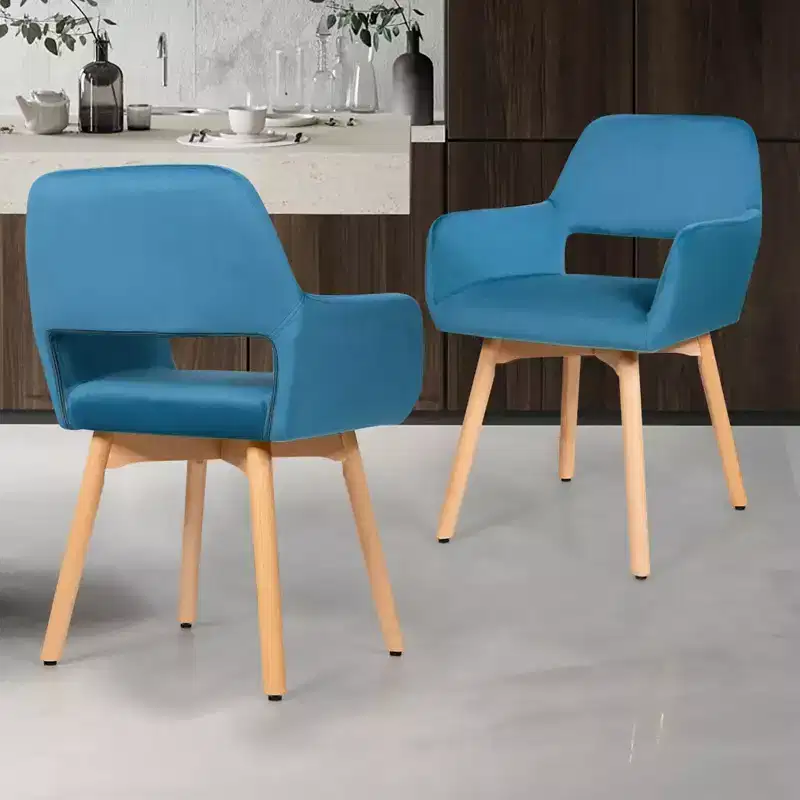 Costway Set of 2 Modern Accent Armchairs Velvet Fabric Leisure Chairs Club Guest Yellow\Blue\ Grey