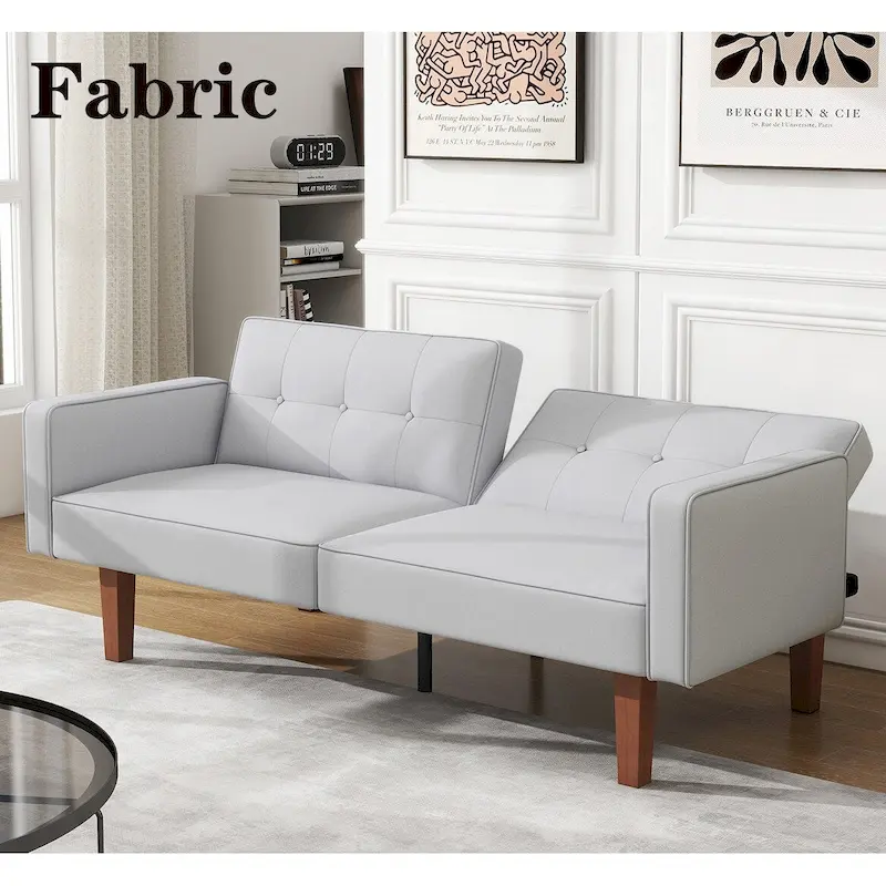 Convertible Futon Sofa Bed with Adjustable Backrest