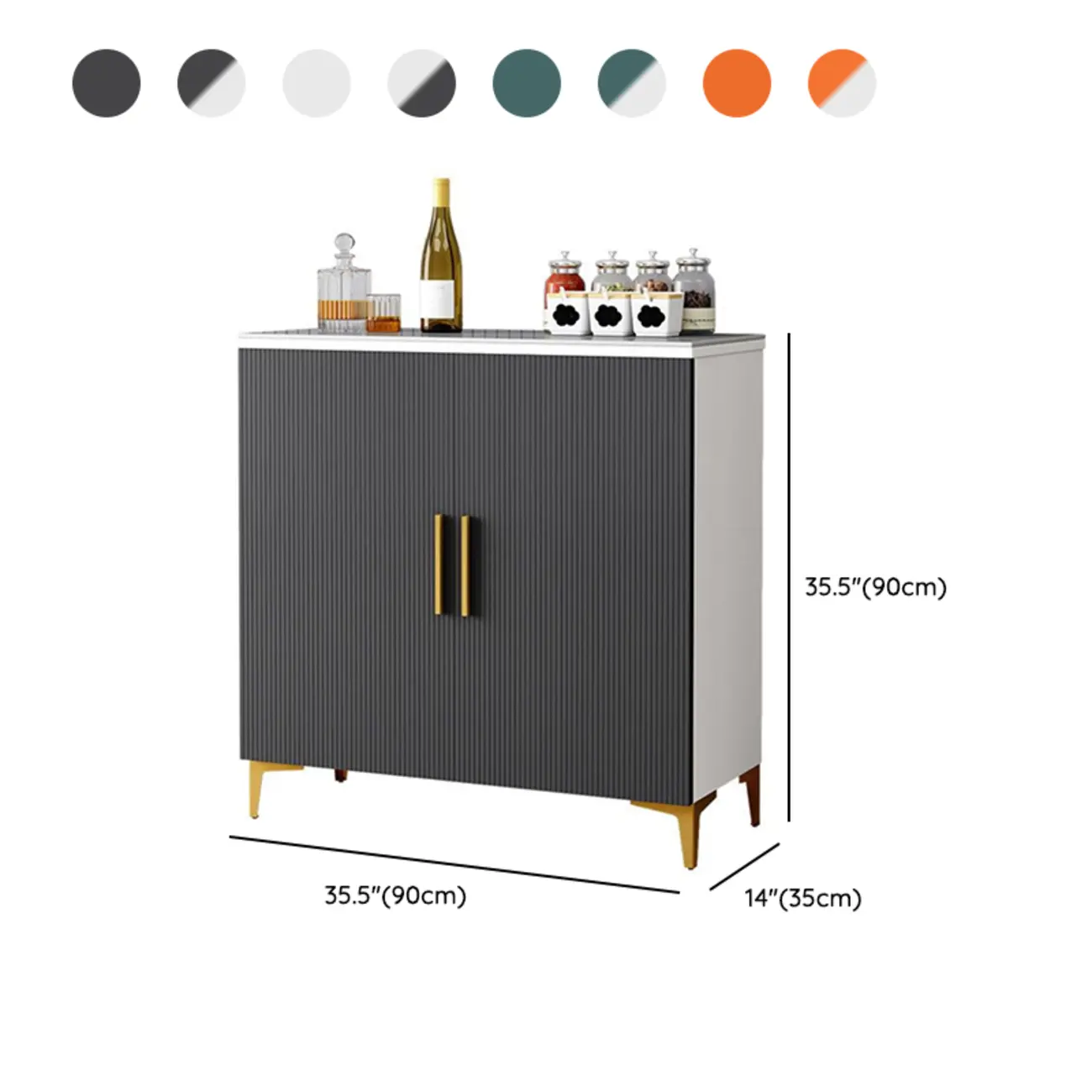 Glam Grey Wooden Sideboard with Cabinets