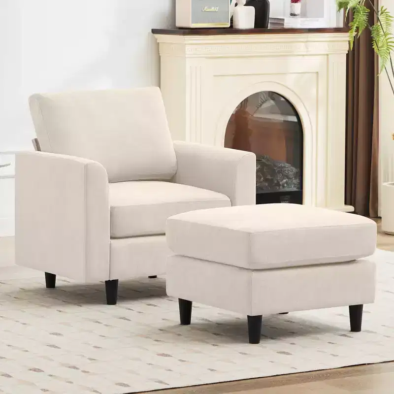 Hyleory Modern Comfort Accent Chair with Ottoman - Living Room Bedroom Leisure Preferred, Modern Simple Home Reading Corner Essentials