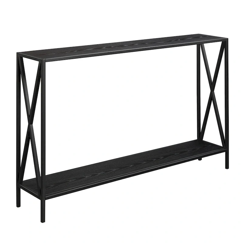 Farmhouse Industrial Console Table with Shelf