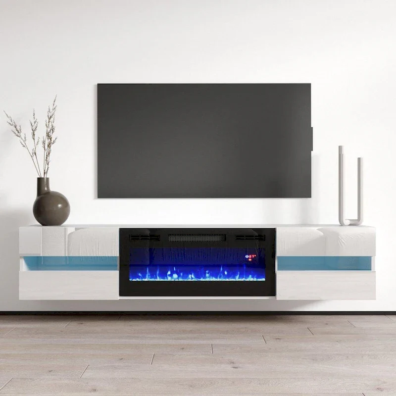 Metro EF Wall Mounted Electric Fireplace 72 TV Stand