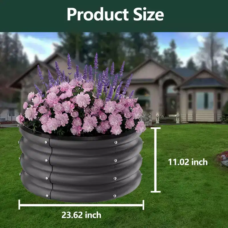 Galvanized Elevated Planter Beds, Open-Base Metal Elevated Planters, Outdoor Garden Beds, Vegetable and Flower Planters, Planters for Growing Plants