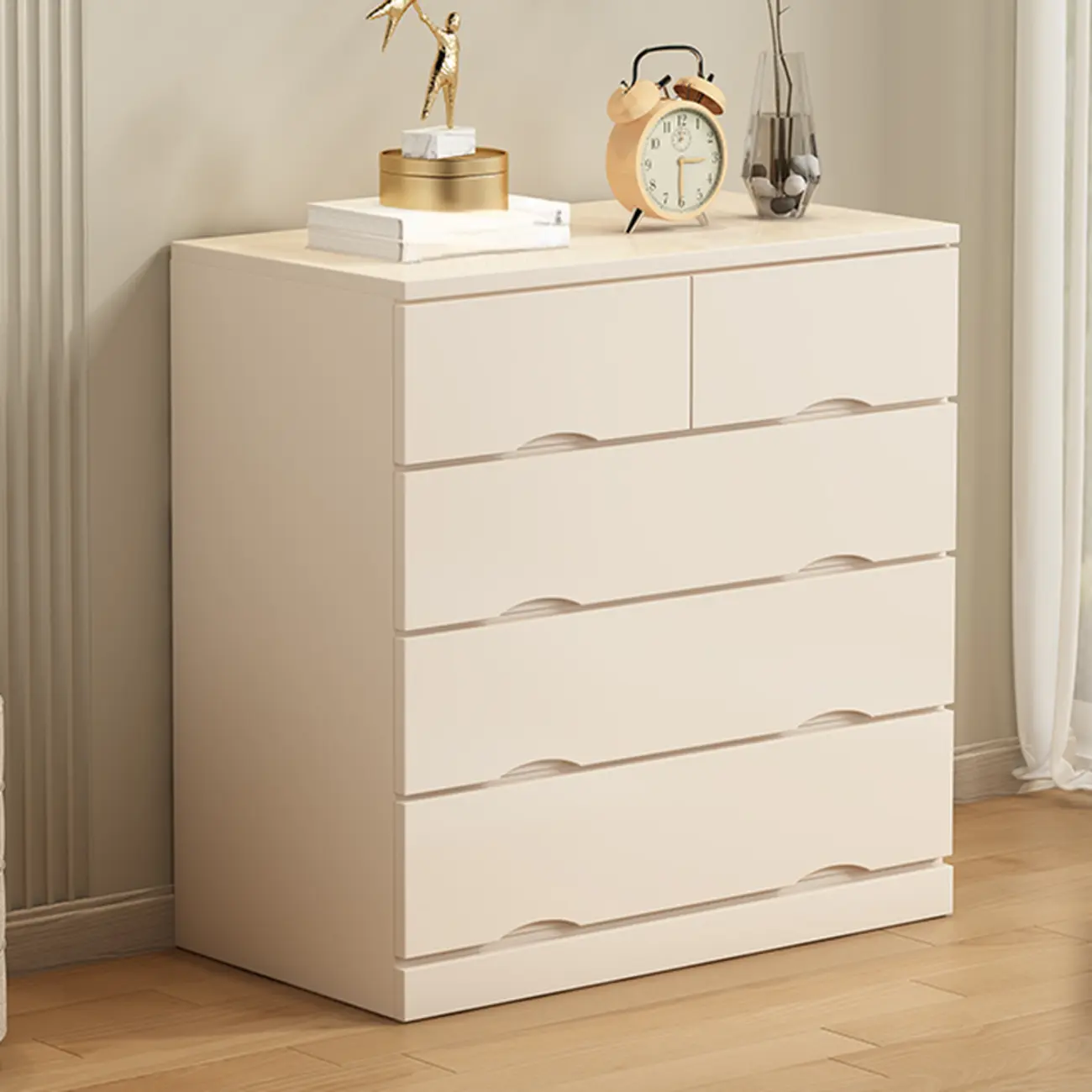 Industrial Solid Wood Combo Dressers with 5-Drawers for Bedroom